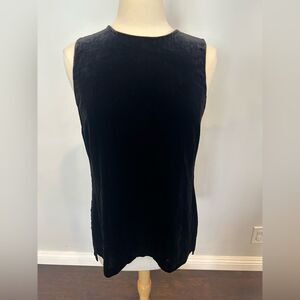Theory Women's Black Velvet Sleeveless Crew Neck High Low Blouse Top size Medium